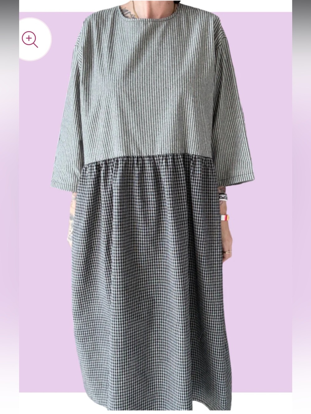 Women's Black & White Gingham Oversized “House” Dress